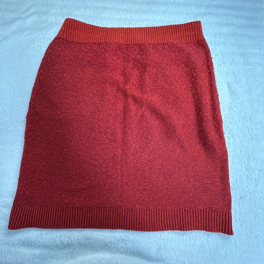 Moth Womens Red Wool Blend Pencil Skirt Size Small Textured Knit Pull-On Pockets